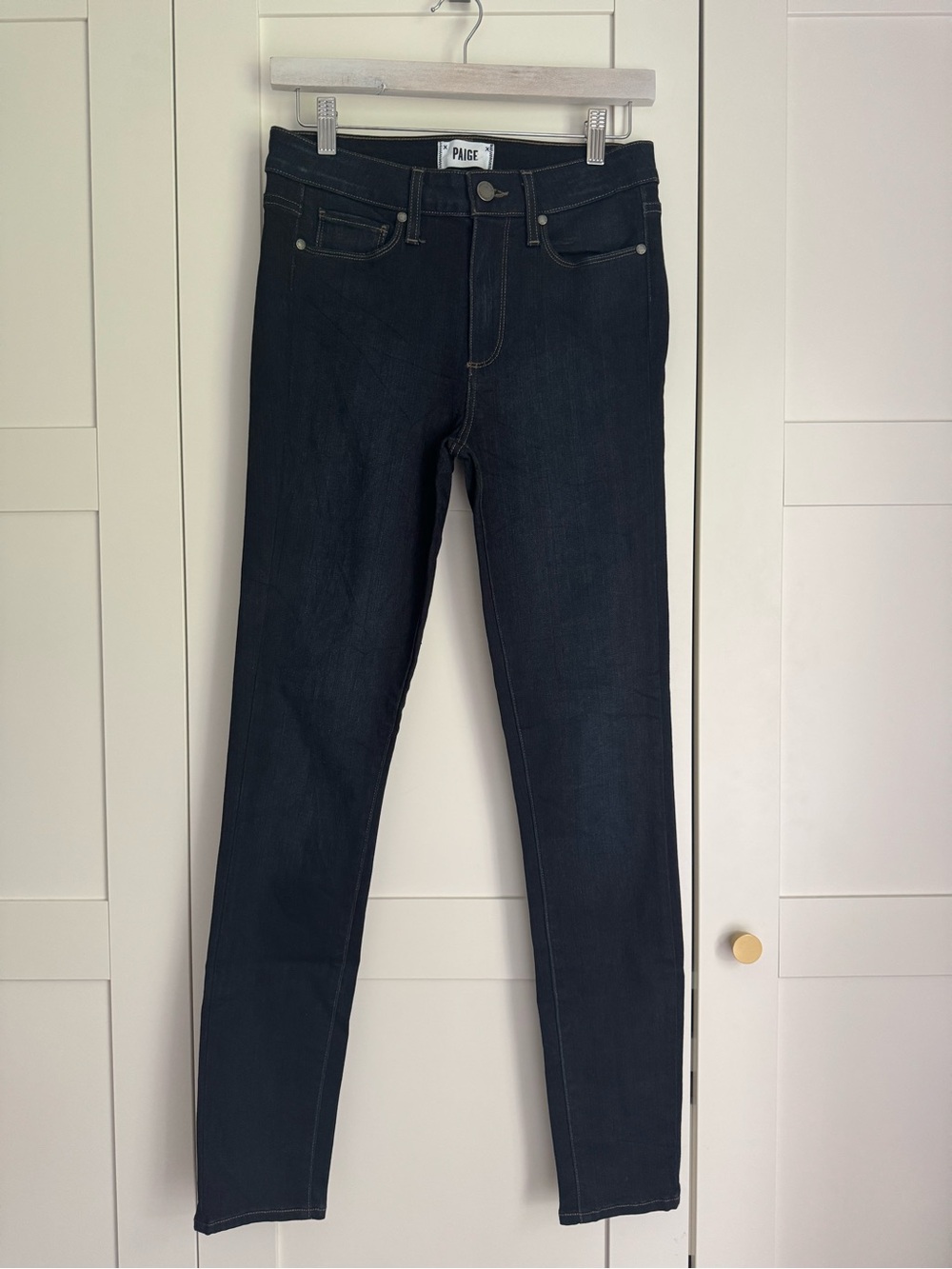 PAIGE Hoxton Ultra Skinny High Rise Dark Wash Jeans Size 27 Classic Denim - Picture 1 of 11